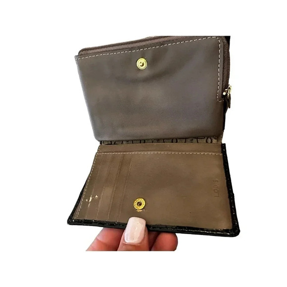 Lodis Women's Black Leather Bank Card Holder Snap Leather Wallet‎ - Picture 2 of 5